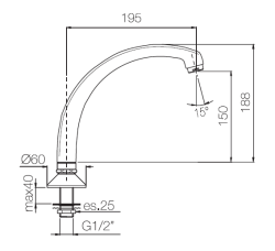 PB Rubinetto Pedal Line bocca cromata per piano cucina o lavabo 1208969770