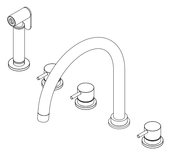 Waterevolution Flow 5-fori miscelatore da cucina con doccetta estraibile e collegamento per acqua filtrata cromo T154U01