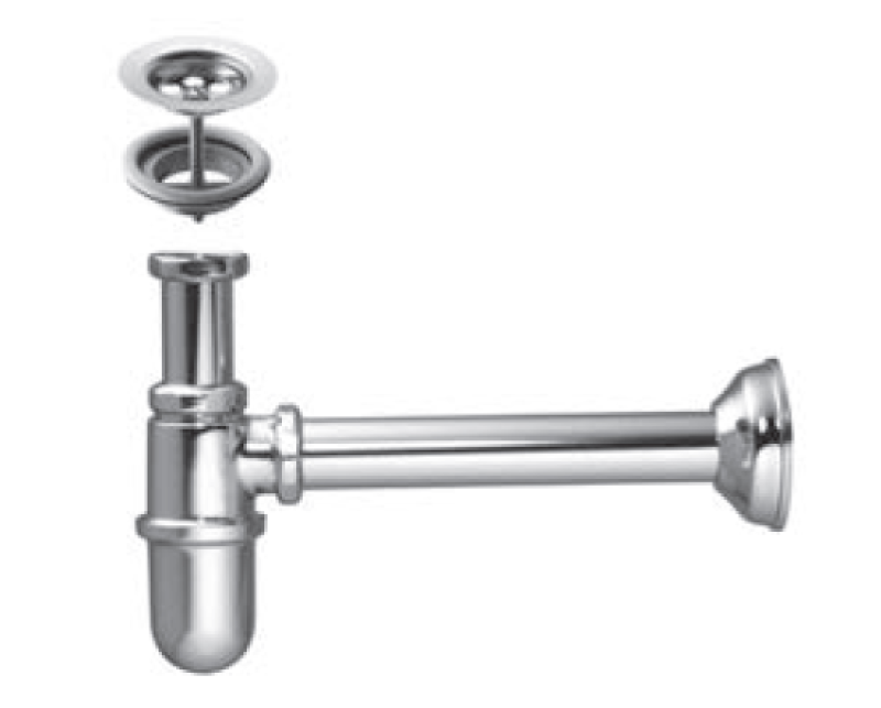 PB Unix classico sifone a tazza in metallo cromato con set di scarico 1208969782