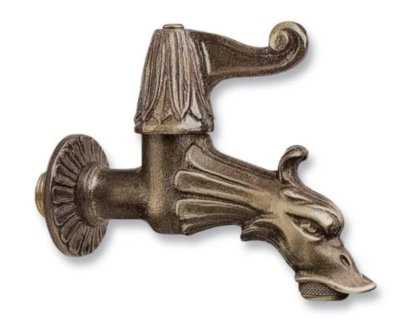PB Garden Vintage Rubinetto da Parete per Fontana Acqua Fredda in Bronzo con Attacco per Tubo da Giardino e Maniglia 1208969785
