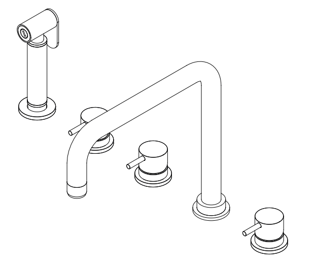 Waterevolution Flow rubinetto da cucina angolare a 5 fori con doccetta estraibile e attacco per acqua filtrata in acciaio inossidabile T154HIE