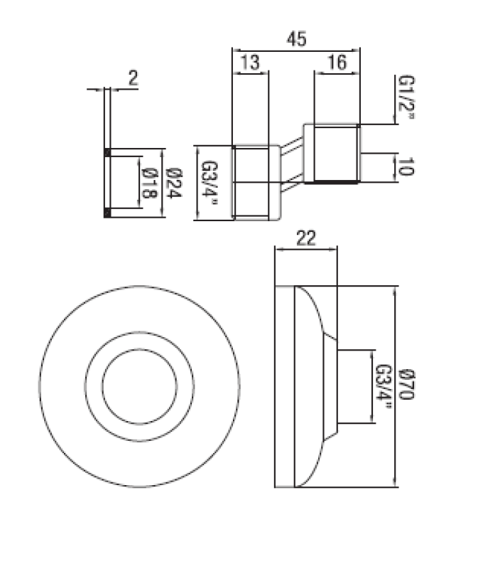 Koppeling PB S in acciaio inossidabile 10 mm Classico Eccentrico 1/2" x 3/4" 1208969849