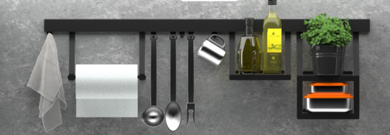 Portarotolo da Cucina Epka Luxion per Binario da Cucina, Metallo Nero 1208969968