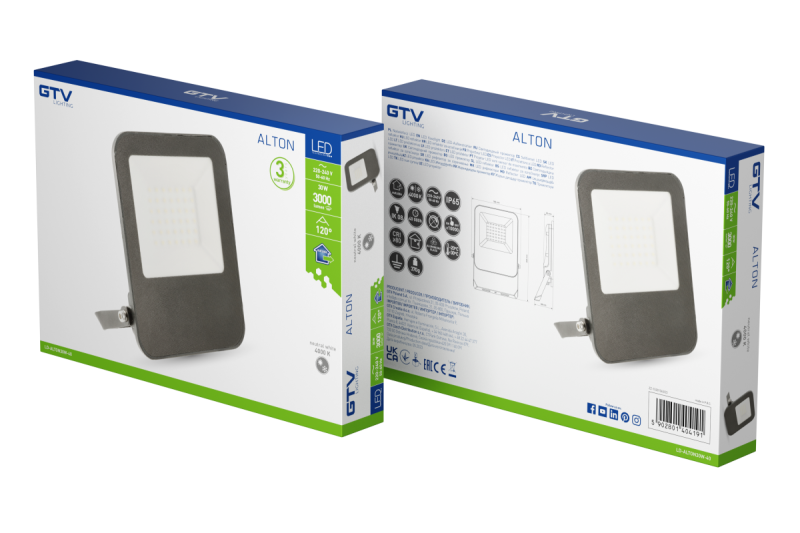 ALTON proiettore, LED, 30W, 3000lm, 4000K, AC220-240V, IP65