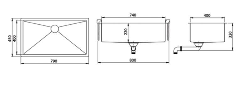 Ausmann Mosel lavello grande in acciaio inox dorato - PVD oro 74x40 universale 1208970023