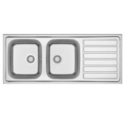 Cucina Centurio 120 Inox doppio lavello da appoggio 120x50cm con scolapiatti 1208970029