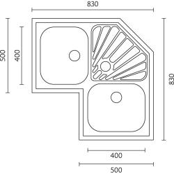 Lavello angolare da incasso in acciaio inox Banka Montreal 83 x 83 cm con gocciolatoio 1208970036.