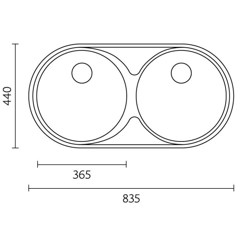 Lavello Doppio Inox Banka Andalucia 835 x 440 cm Sottopiano 1208970051