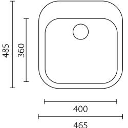 Banka Orlando Lavello in Acciaio Inox 465 x 485 mm da Appoggio con Foro per Rubinetto 1208970058