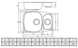 Banka Alaska in acciaio inossidabile 1.5 lavello sottopiano 524 x 400 mm 1208970064