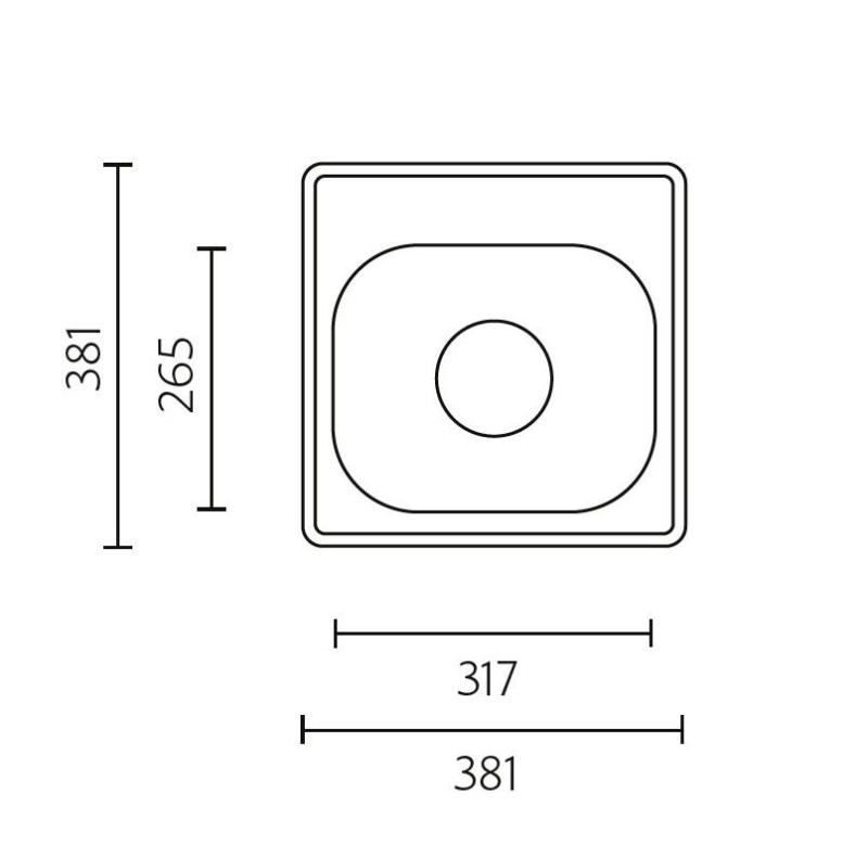 Lavello Banka Detroit in acciaio inox 381 x 381 mm da appoggio con foro per rubinetto 1208970074