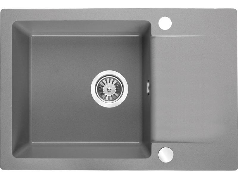 Aquadesign Kensley Set - Lavello da Appoggio in Granito Grigio con Piccola Area di Sgocciolamento e Rubinetto da Cucina, 65 x 44 cm 1208970086