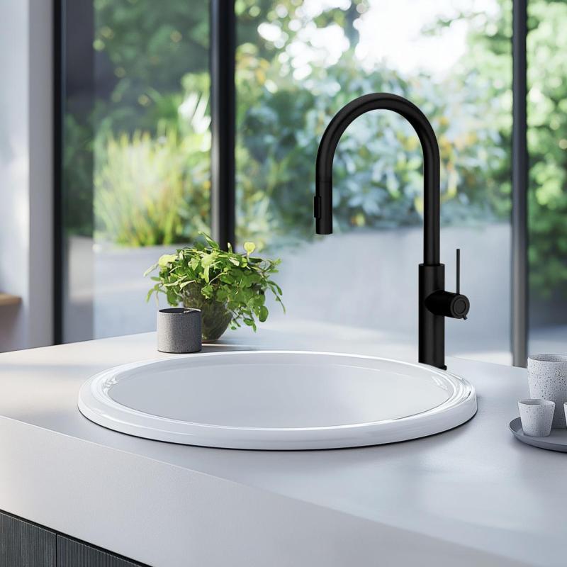 Ausmann Ceramic Brook lavabo rotondo in ceramica bianco da appoggio 1208970092.