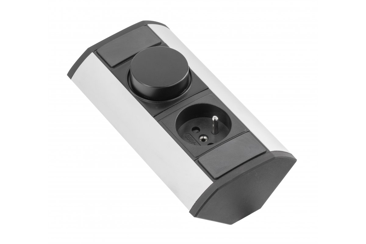 MINI prolunga ad angolo con regolatore CCT e presa di corrente con messa a terra 230V 16A - Productafbeelding