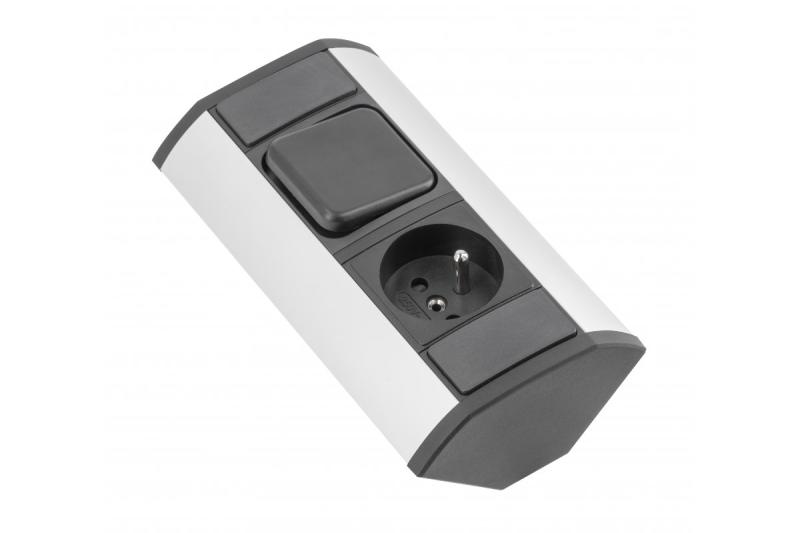 MINI prolunga angolare con interruttore e presa di corrente con messa a terra 230V 16A