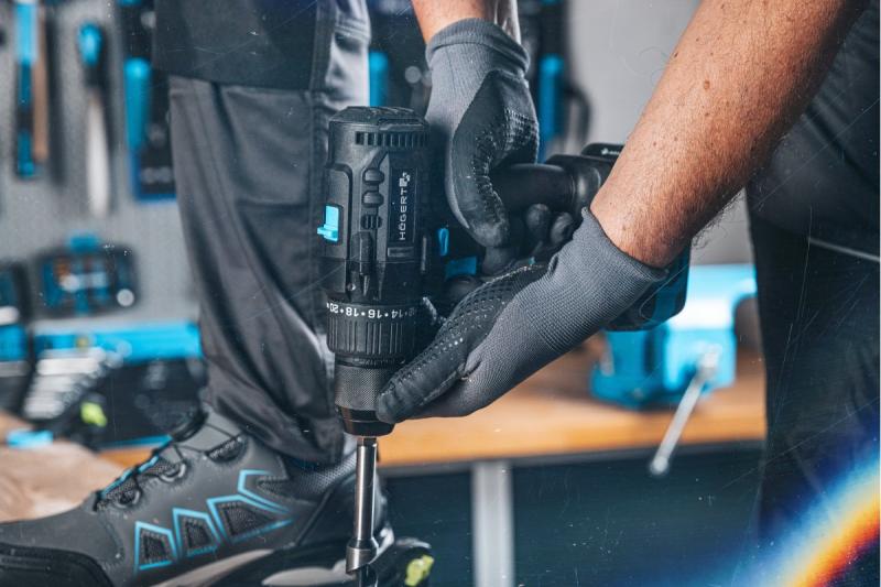 Högert Trapano a percussione a batteria senza spazzole 18V per mattoni, pietra, legno, metallo e plastica.