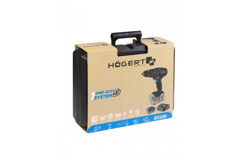 HÖGERT trapano a batteria 18V, set con batteria, caricabatterie, portabit, contenitore per punte