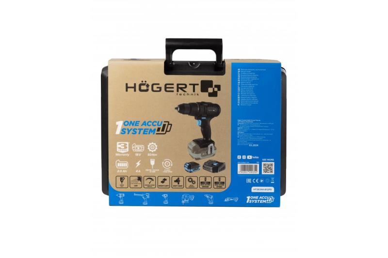HÖGERT trapano a batteria 18V, set con batteria, caricabatterie, portabit, contenitore per punte