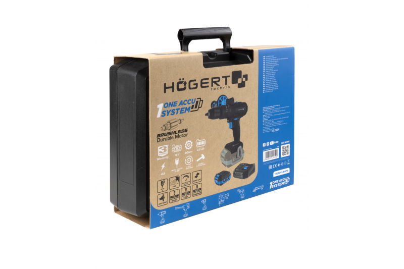 HÖGERT trapano a percussione a batteria, 18V per mattoni, pietra, legno, metallo e plastica.