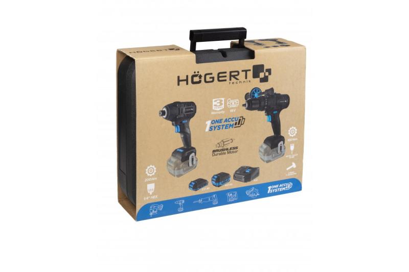 Set avvitatori ad impulsi HÖGERT 200 Nm 18V con motore brushless