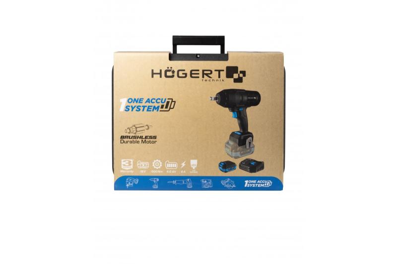 HÖGERT set avvitatore a impulsi a batteria, senza spazzole, 18V, con batteria, caricabatterie.