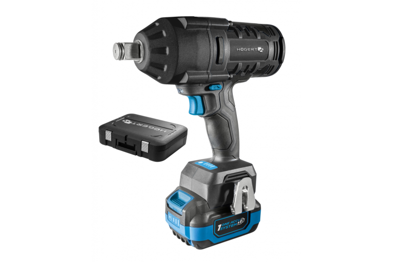 HÖGERT set avvitatore a impulsi a batteria, senza spazzole, 1000 Nm, 18V con batteria, caricabatterie.