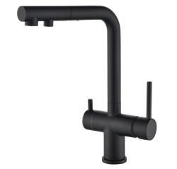 Ausmann Ellington 3-Vie Rubinetto da Cucina con Bocca Estraibile e Acqua Filtrata – Nero - 1208970497