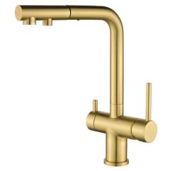 Ausmann Ellington Rubinetto da Cucina a 3 Vie con Doccetta Estraibile e Acqua Filtrata – Oro – 1208970498