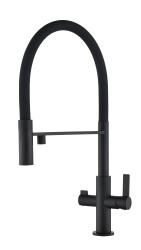 Ausmann Claridge 3-Vie Miscelatore da Cucina con Bocca Flessibile e Acqua Filtrata – Nero - 1208970506