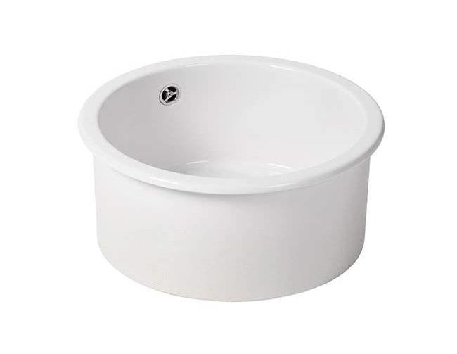 Ausmann Ceramic Ember Lavabo Rotondo in Ceramica Bianca da Appoggio e Sottopiano 1208970512