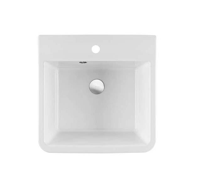 Ausmann Ceramic Frost Lavabo in Ceramica Bianca - Da Appoggio 510 x 506 mm con Foro per Rubinetto 1208970516