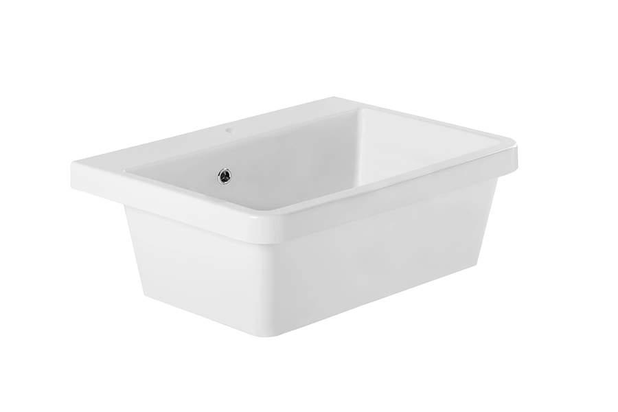 Ausmann Ceramic Frost Lavabo in Ceramica Bianca - Da Appoggio 660 x 506 mm con Foro per Rubinetto 1208970517