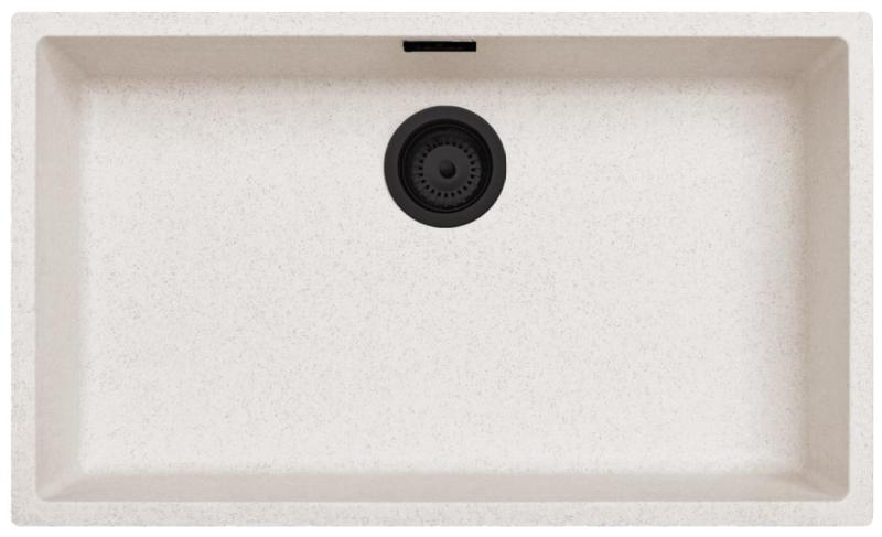 Lavandino Grande in Sabbia Bianca 70x40 cm da Incasso, Sopraelevato e a Filo con Tappo Nero Opaco 1208970525