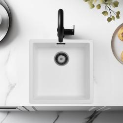 Lavello Bianco 40x40 cm Sottopiano, Soprapiano e a Filo con Tappo Gun Metal 1208970534