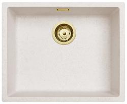 Zand Wit Creme Lavabo 50x40 cm Sotto Piano, Sopra Piano e Filo Piano con Tappo Dorato 1208970547