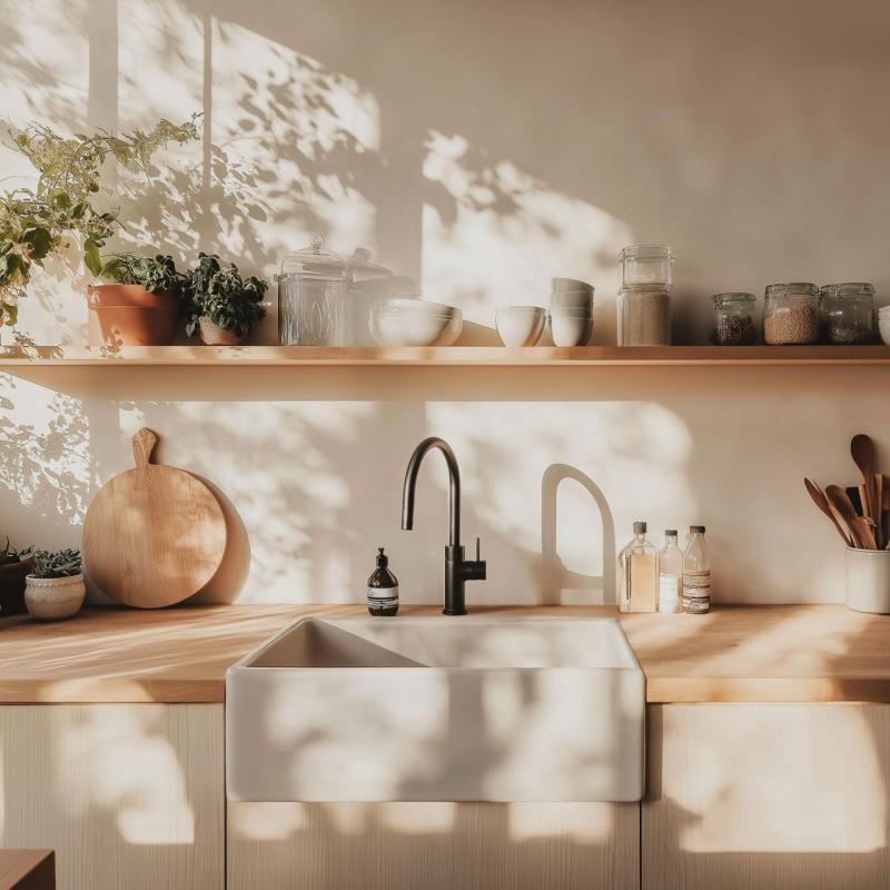 Ausmann Ceramic Panor Shade Lavello Butler in ceramica bianca - Sottopiano e intermedio 630 x 597 mm con foro per rubinetto e tappo in gun metal 1208970551