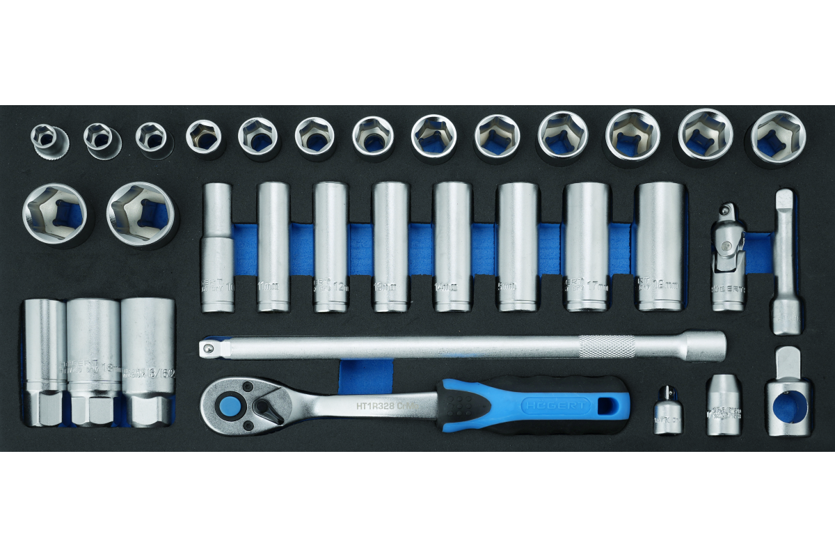 Set di strumenti a cricchetto da 3/8", 33 pezzi, inserto in EVA. - Productafbeelding