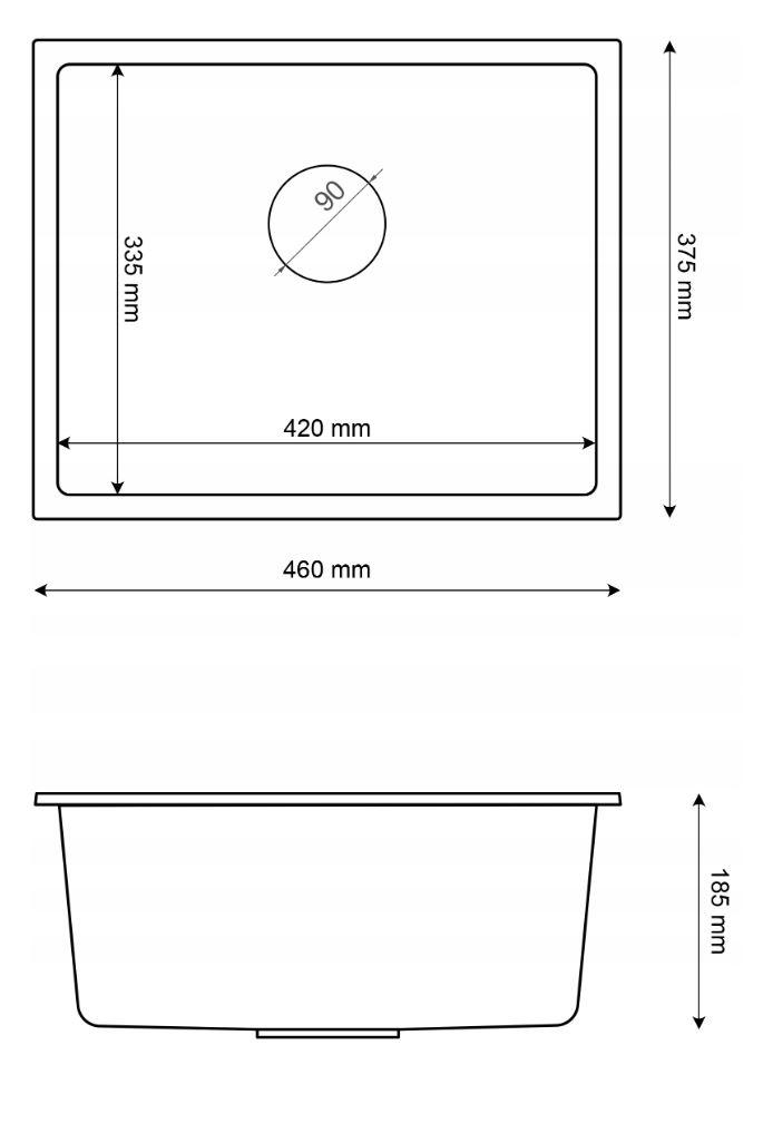 Graniteland Solo Granito nero pietra calcarea dura Lavello sottopiano 42x34 cm con tappo in acciaio inox 1208970606