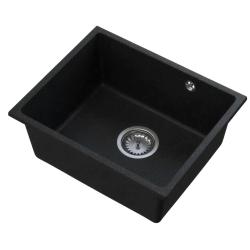 Graniteland Solo Granito nero pietra calcarea dura Lavello sottopiano 42x34 cm con tappo in acciaio inox 1208970606