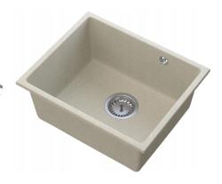 Graniteland Solo Lavello sottotop in granito sabbia beige 42x34 cm con tappo in acciaio inossidabile 1208970612