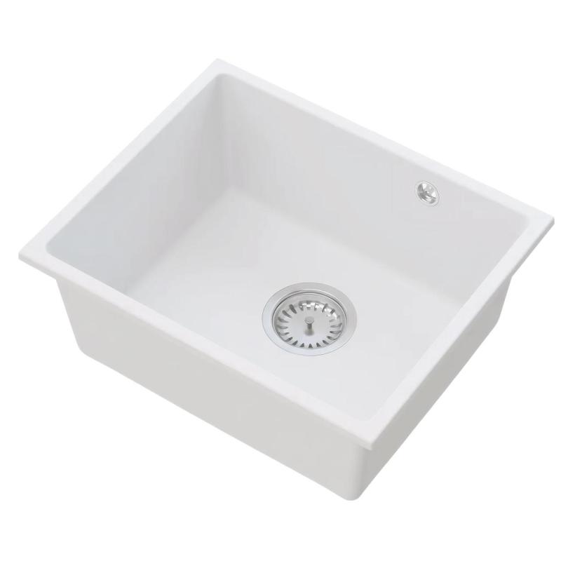 Graniteland Solo Lavello Sottopiano in Granito Bianco 42x34 cm con Tappo in Acciaio Inox 1208970613