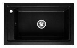 Graniteland Magra Lavandino in granito nero da appoggio 686 x 427 mm con foro per rubinetto e tappo in acciaio inossidabile 1208970616