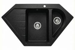 Graniteland Amiata Granito nero Arduin effetto pietra blu Lavello angolare da incasso 955x489 mm con tappo in acciaio inox 1208970620