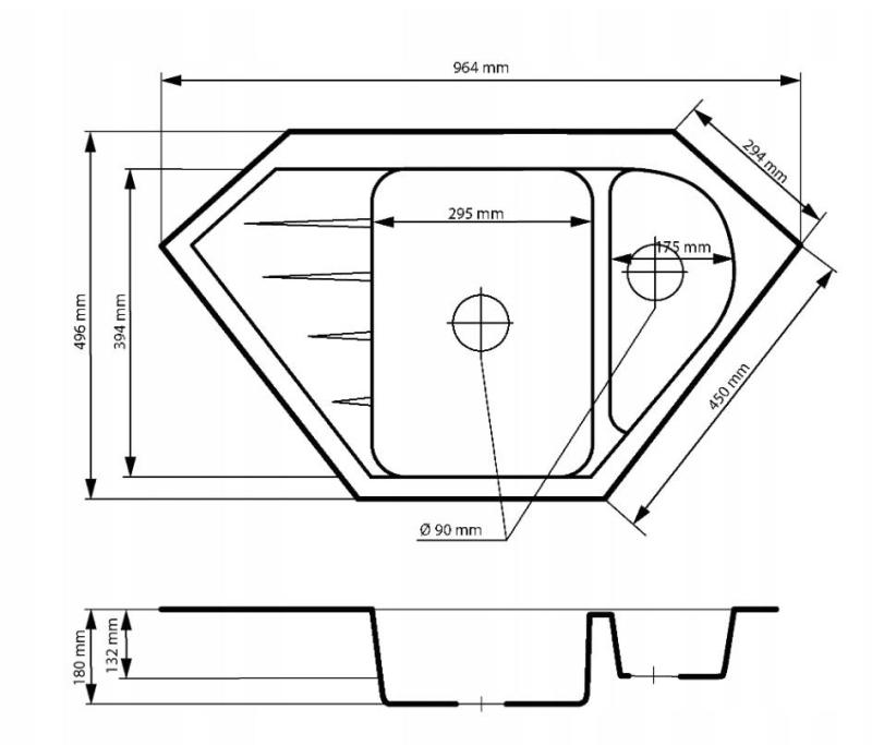 Graniteland Amiata Granito Lavello angolare bianco da incasso 965x496 mm con tappo in acciaio inox 1208970622