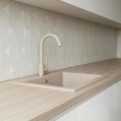 Graniteland Veritas Miscelatore da Cucina Sabbia Beige con Bocca Girevole 1208970679