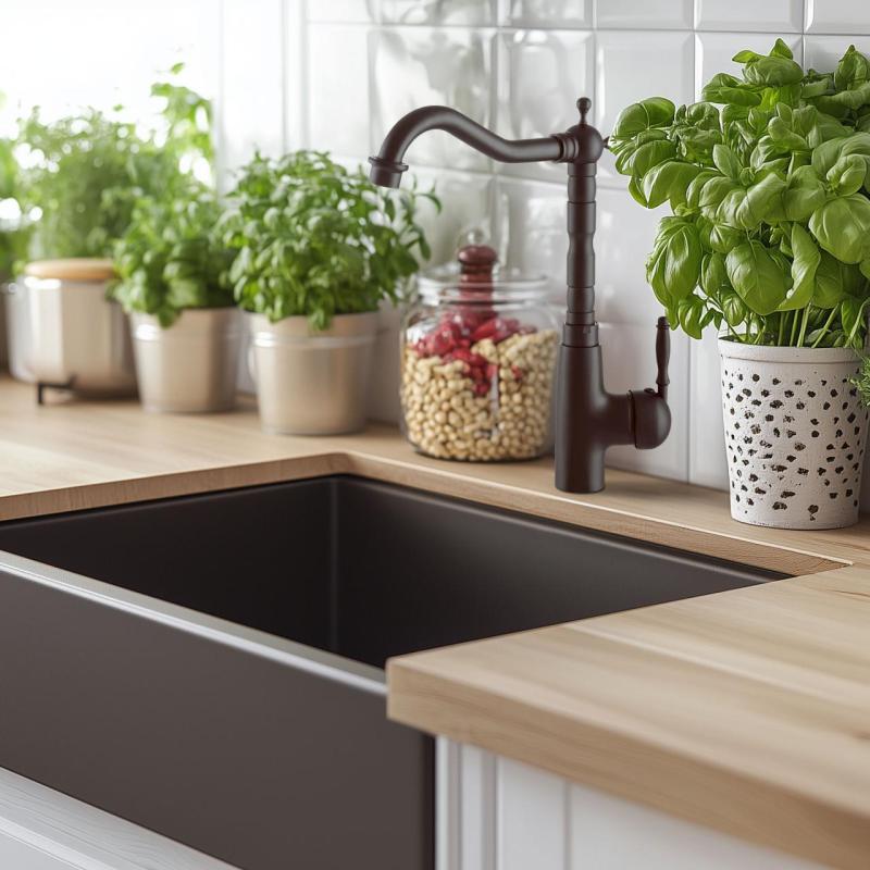 Graniteland Verve Rubinetto da Cucina Nero con Bocca Girevole 1208970702