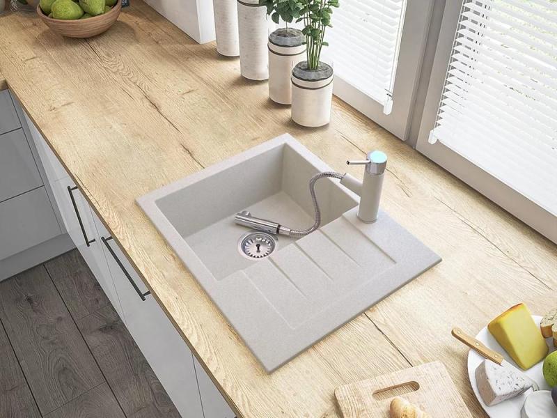 Rubinetto da cucina Graniteland Ceres Beige Sabbia con bocca estraibile e doccetta a doppia funzione 1208970708