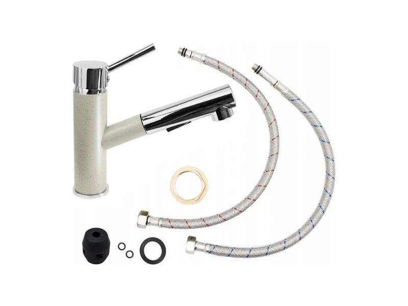 Rubinetto da cucina Graniteland Ceres Beige Sabbia con bocca estraibile e doccetta a doppia funzione 1208970708