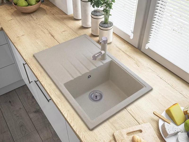 Rubinetto da cucina Graniteland Ceres Beige Sabbia con bocca estraibile e doccetta a doppia funzione 1208970708