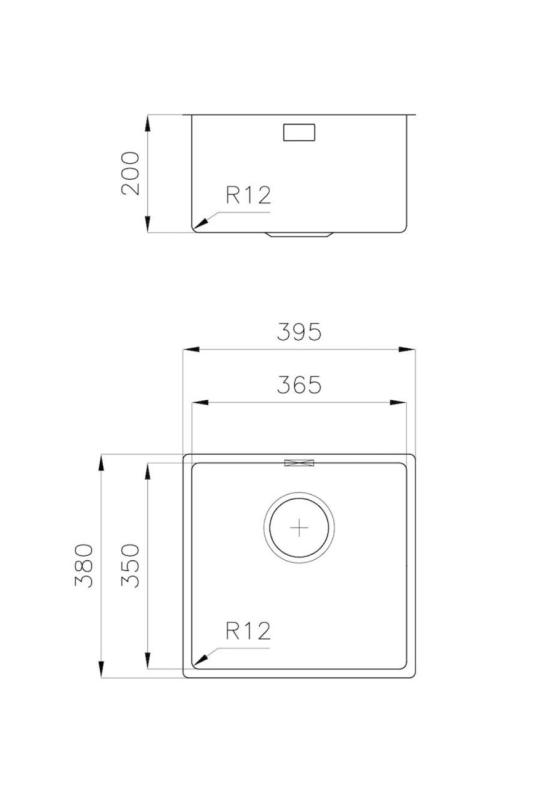 Foster L35 Speciale 35 cm lungo Lavello in acciaio inox 365 x 350 mm Sottotop 1208970722
